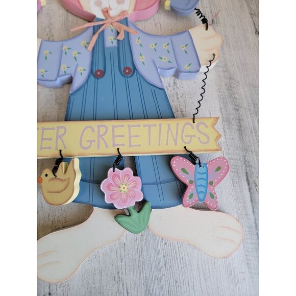 Large wooden Easter greetings bunny home decor‎ hanging spring - Picture 3 of 8